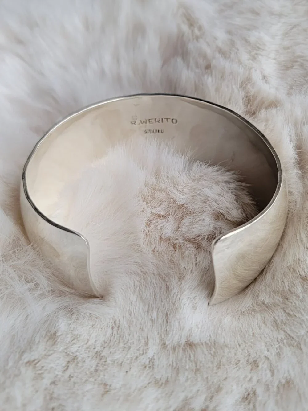 Vintage Signed Rick Werito Navajo Sterling Silver Cuff Bracelet 41g 1” Wide